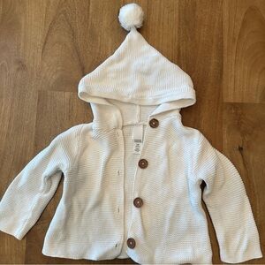 Harper Canyon Cream Hooded Cardigan with Brown Buttons